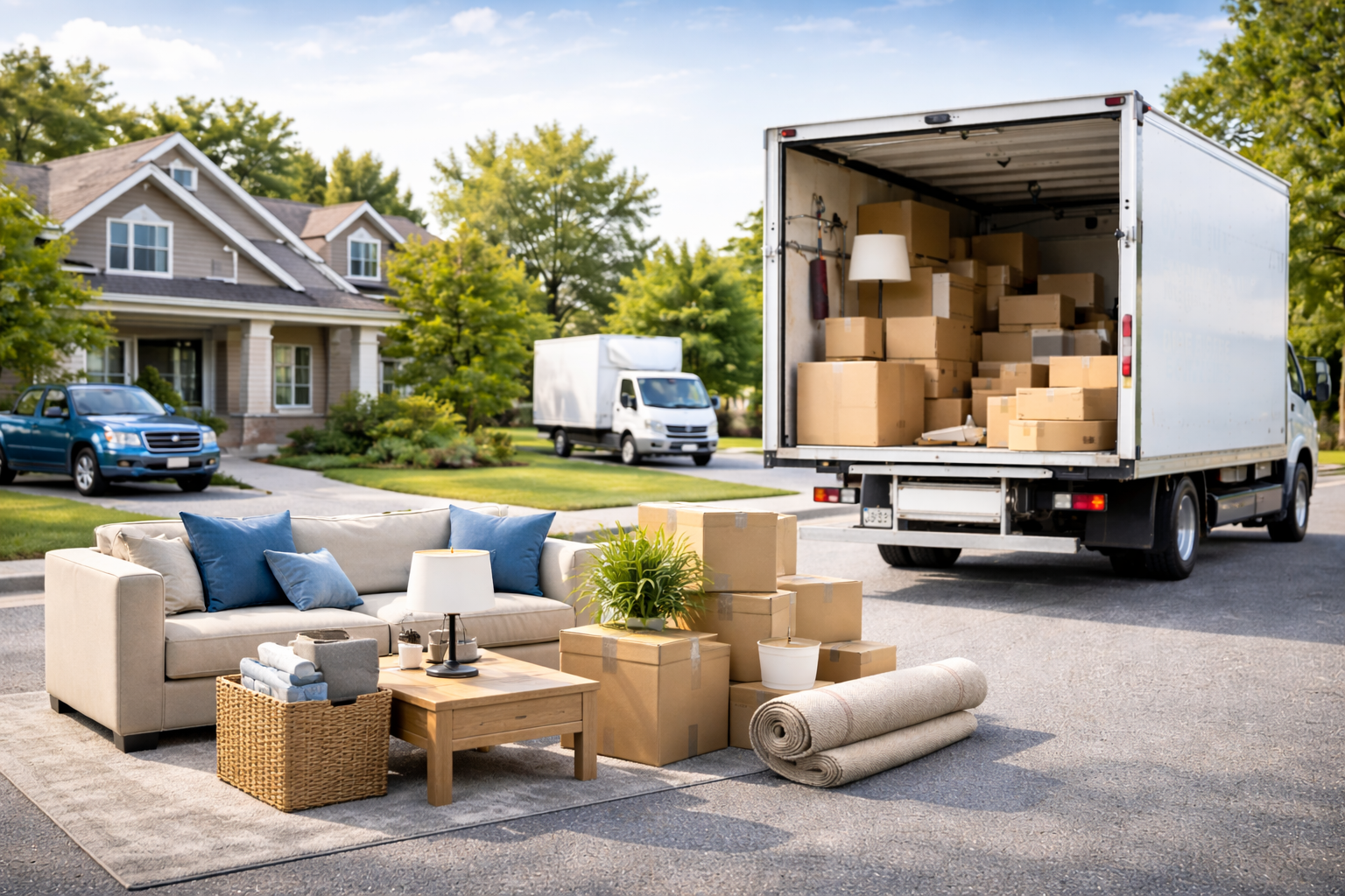 Bakkie loaded with furniture